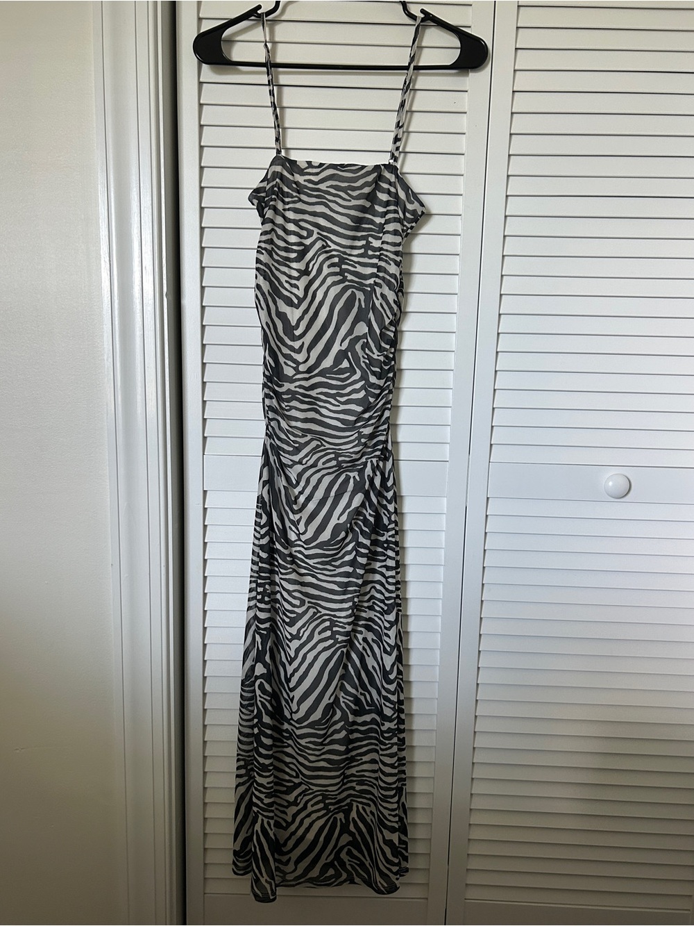 Love Tree Zebra Print Slip Dress Black White Y2K Grunge Sexy Maxi Dress